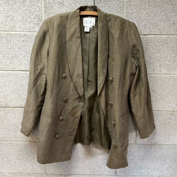 Vintage Anne Carson Linen/Silk Blend Double Breasted Blazer - Picture 8 of 9